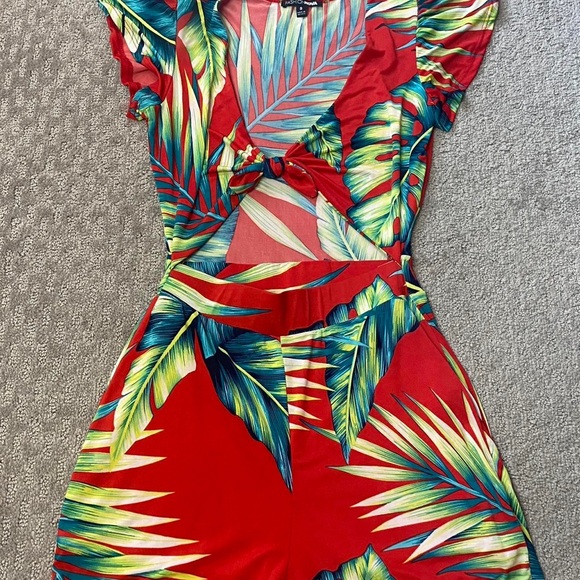 Fashion Nova Tropical Red Jumpsuit - Picture 3 of 3